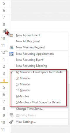 setting the length of the day on outlook 2016 for mac